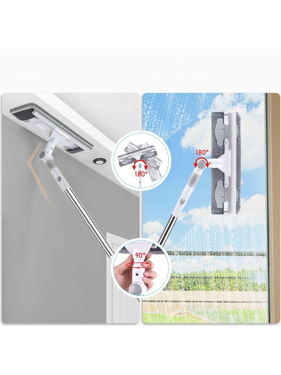 Çekpaslı Mikrofiber Cam Silme Aparatı Uzun Saplı 3