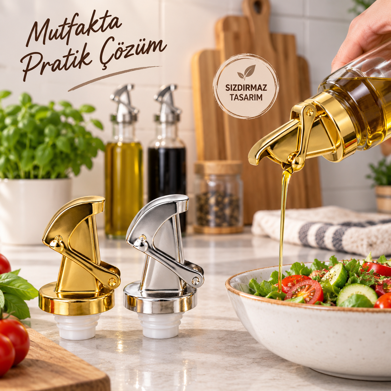 Aç Kapa Mekanizmalı Şişe Tıpası ve Dökme Aparatı