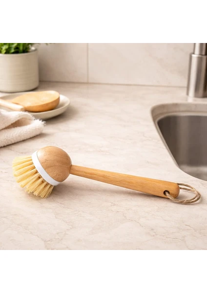Bambu Bulaşık Yıkama Fırçası – Uzun Saplı Tencere ve Mutfak Temizleme Fırçası 3