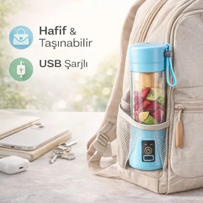 Taşınabilir Şarjlı Mini Blender – Portatif Meyve ve Smoothie Blenderı 2