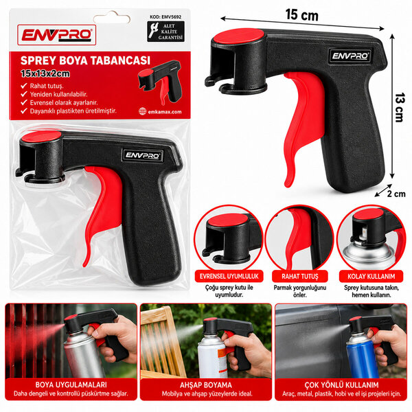Sprey Boya Tabancası Aparatı - Ergonomik Sprey Boya Tutacağı - Evrensel Uyumlu Boyama Başlığı 2