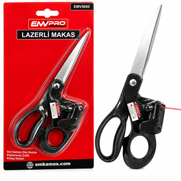 Lazerli Makas - Kırmızı Lazer Kılavuzlu - Paslanmaz Çelik Hassas Kesim Makası