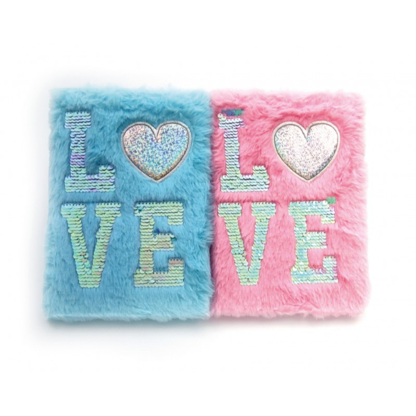 Peluş Love Hatıra Defteri – Kalpli Pullu Yumuşak Kapaklı Not Defteri