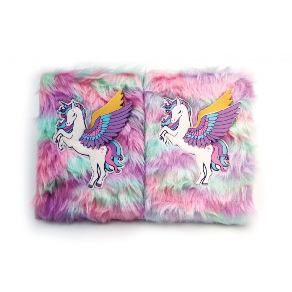 Peluş Pegasus Hatıra Defteri – Kanatlı Unicorn Figürlü Tüylü Not Defteri
