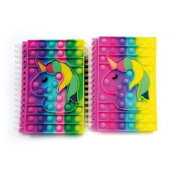 Unicorn Pop It Defter – Gökkuşağı Renkli Spiralli Fidget Not Defteri