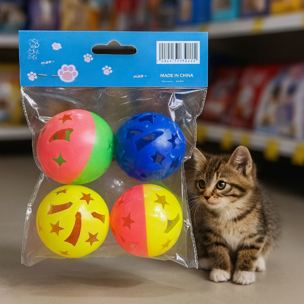4'lü Çıngıraklı Top Kedi Oyuncağı
