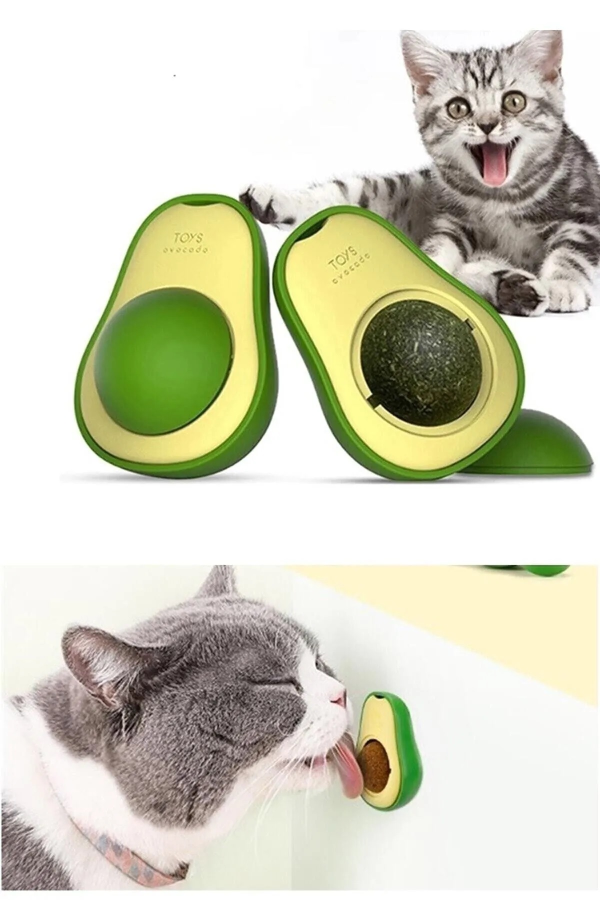 Avokado Tasarımlı Kedi Nanesi Topu – Duvara Yapışan Catnip Kedi Oyuncağı