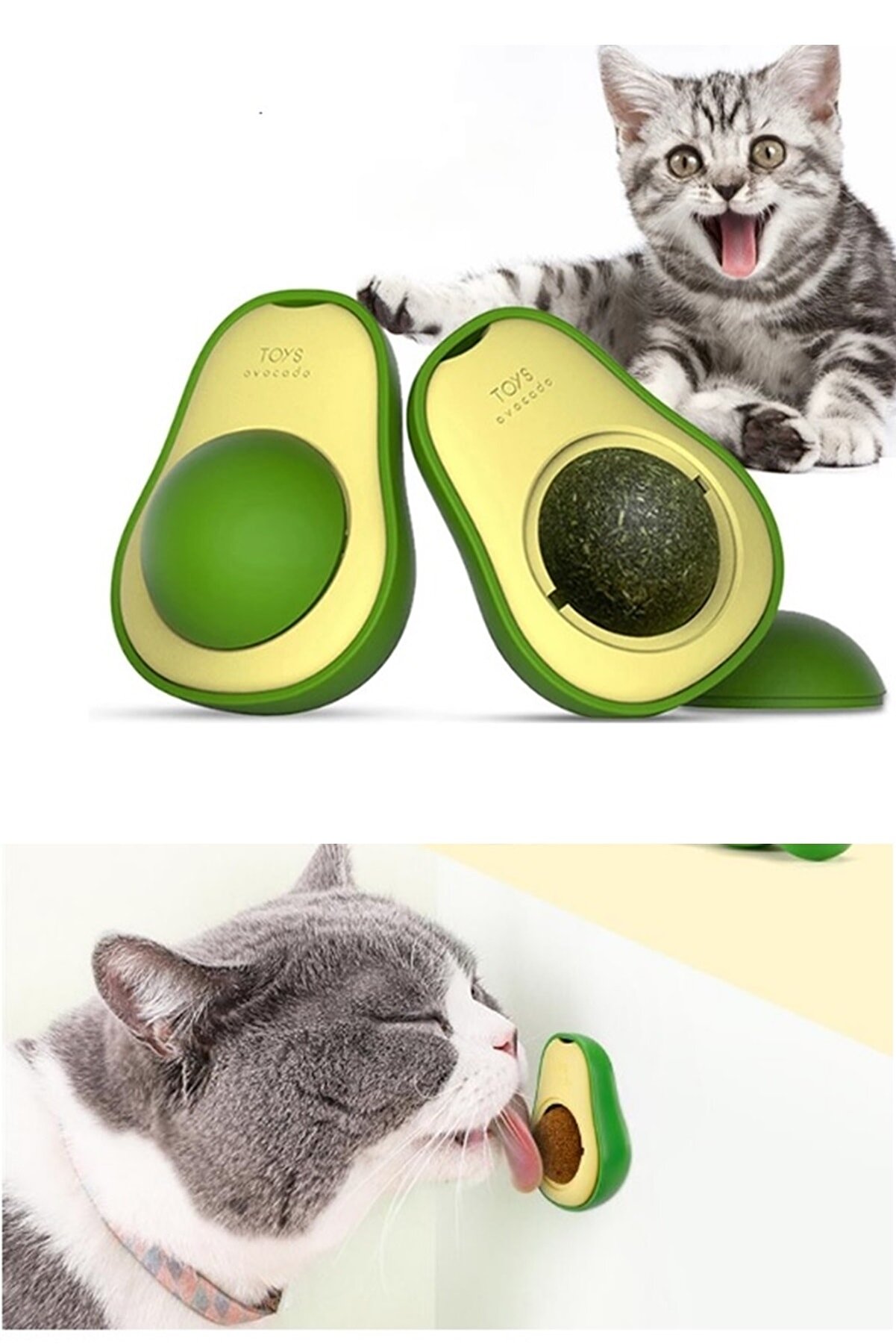 Avokado Tasarımlı Kedi Nanesi Topu – Duvara Yapışan Catnip Kedi Oyuncağı