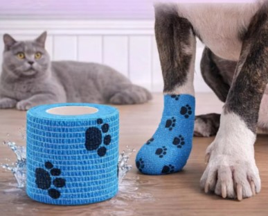 Pati Desenli Kendinden Yapışkanlı Pet Bandajı – Kedi Köpek Elastik Bandaj