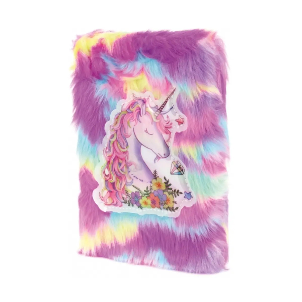 Peluş Unicorn Hatıra Defteri – Çiçekli Unicorn Figürlü Tüylü Günlük Defteri 2