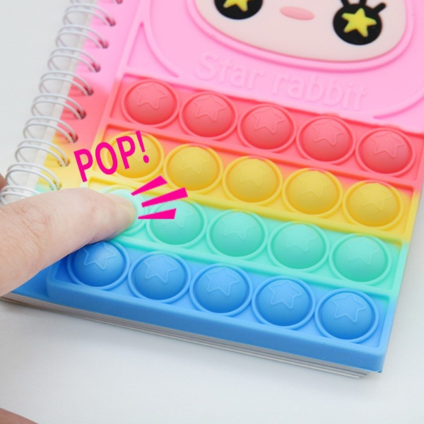 Pop It Kapaklı Spiralli Çocuk Defteri – Renkli Kabarcıklı Fidget Not Defteri 2