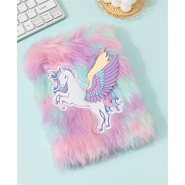 Peluş Pegasus Hatıra Defteri – Kanatlı Unicorn Figürlü Tüylü Not Defteri 2
