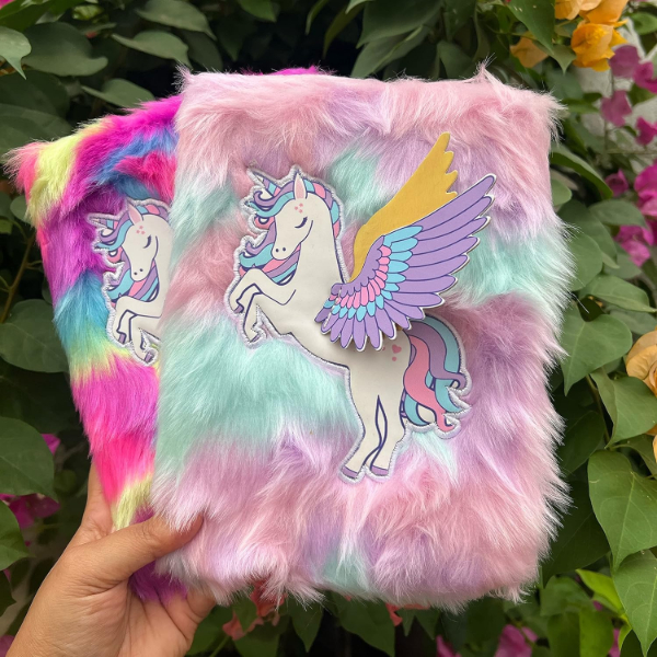 Peluş Pegasus Hatıra Defteri – Kanatlı Unicorn Figürlü Tüylü Not Defteri 3