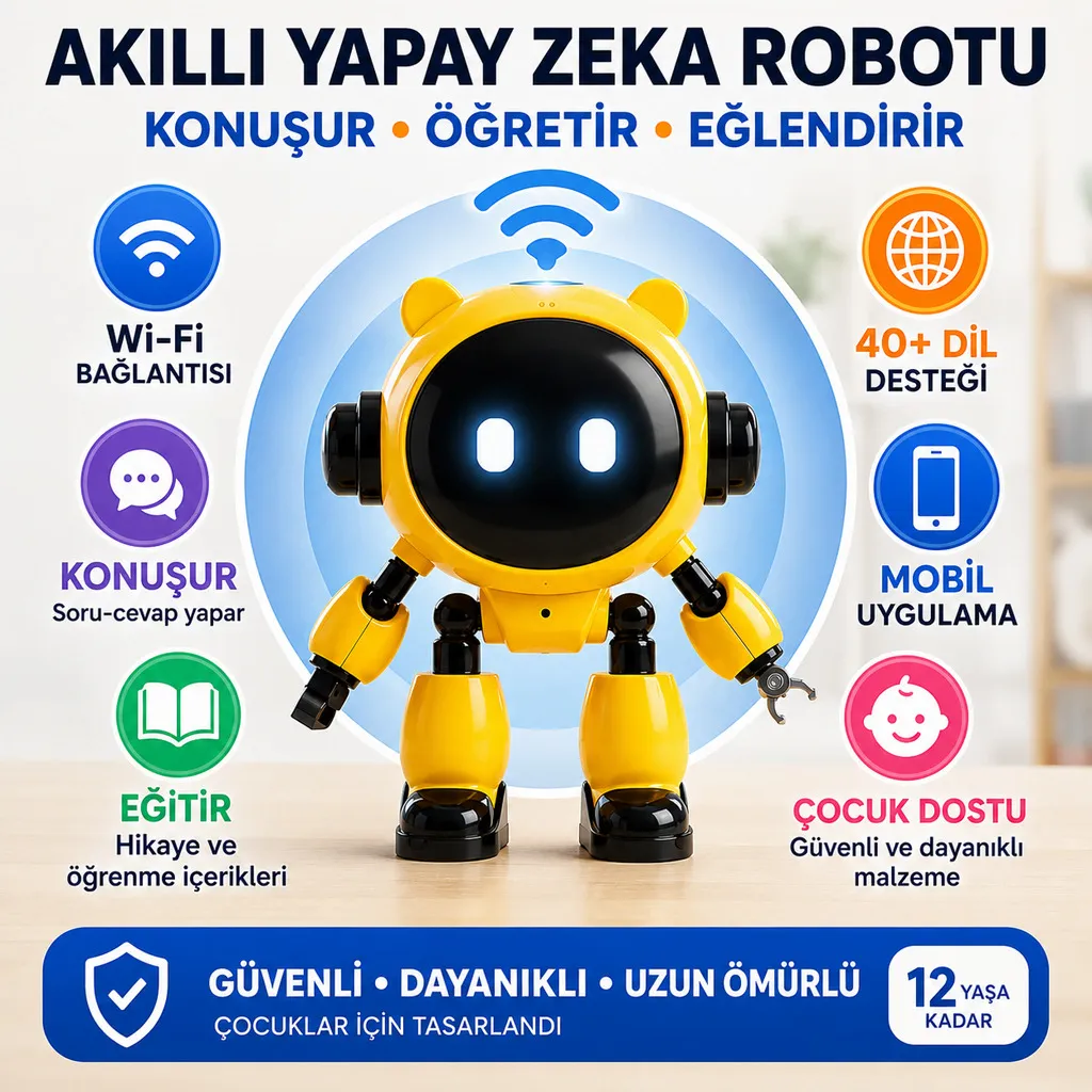 Yapay Zeka Robot Oyuncak - Konuşan Robot - Wi-Fi Uygulamalı - Çocuklar İçin Eğitici Oyuncak 2