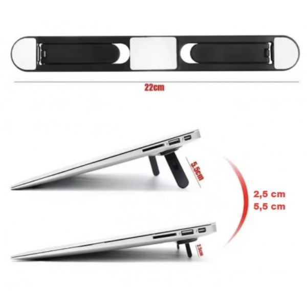 Siyah 2 Kademeli Katlanabilir ve Yapışkanlı Laptop Standı 2