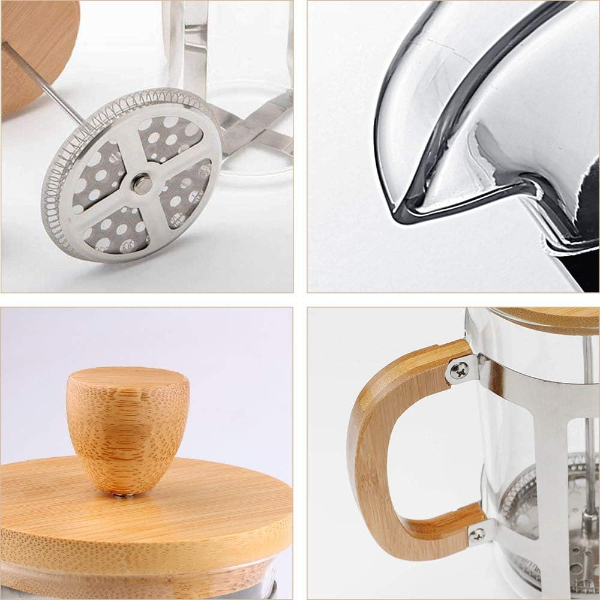 Ahşap Detaylı 350 ml Cam French Press 2