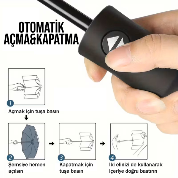 Bordo Kılıflı Otomatik Kompakt Şemsiye 5
