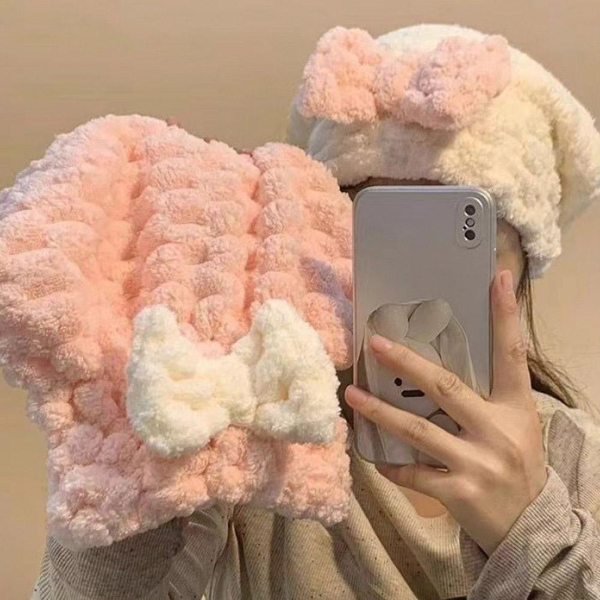 Mikrofiber Örgü Saç Kurutma Bone Havlu 5