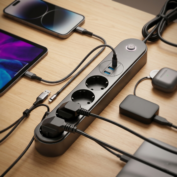 Termal Akım Korumalı 4 Prizli USB Girişli Uzatma Kablosu 3
