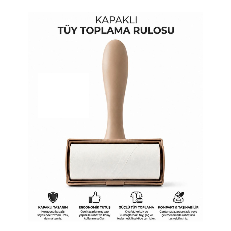Tüy Toplama Rulosu - Kapaklı - Ergonomik - Taşınabilir 2