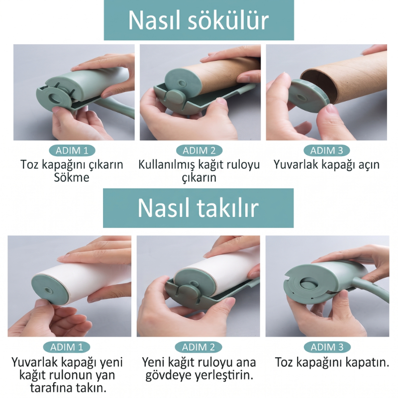 Tüy Toplama Rulosu - Kapaklı - Ergonomik - Taşınabilir 3