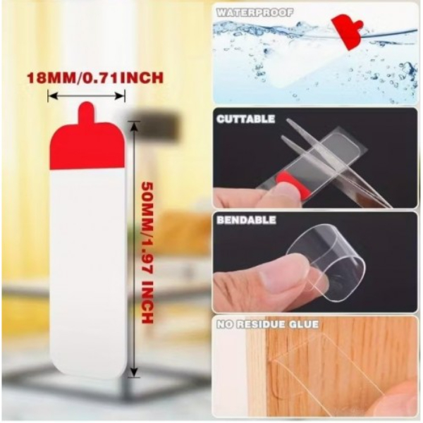 60 Parça Kolay Açılır Güçlü Çift Taraflı Bant 18mmx50mm 2