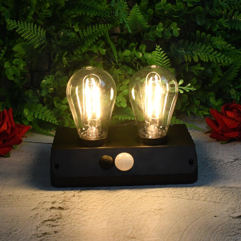 Sensörlü Solar İkili LED Ampul Lamba - Çift Başlıklı - Güneş Enerjili Aydınlatma 2