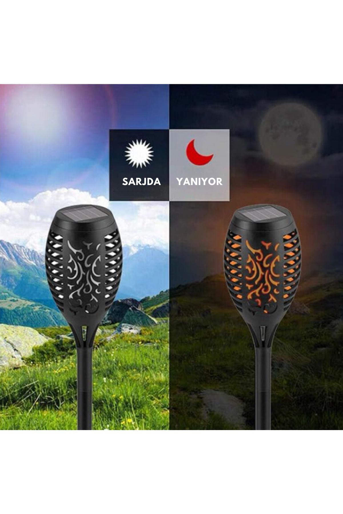 Solar Alev Efektli Bahçe Lambası 4