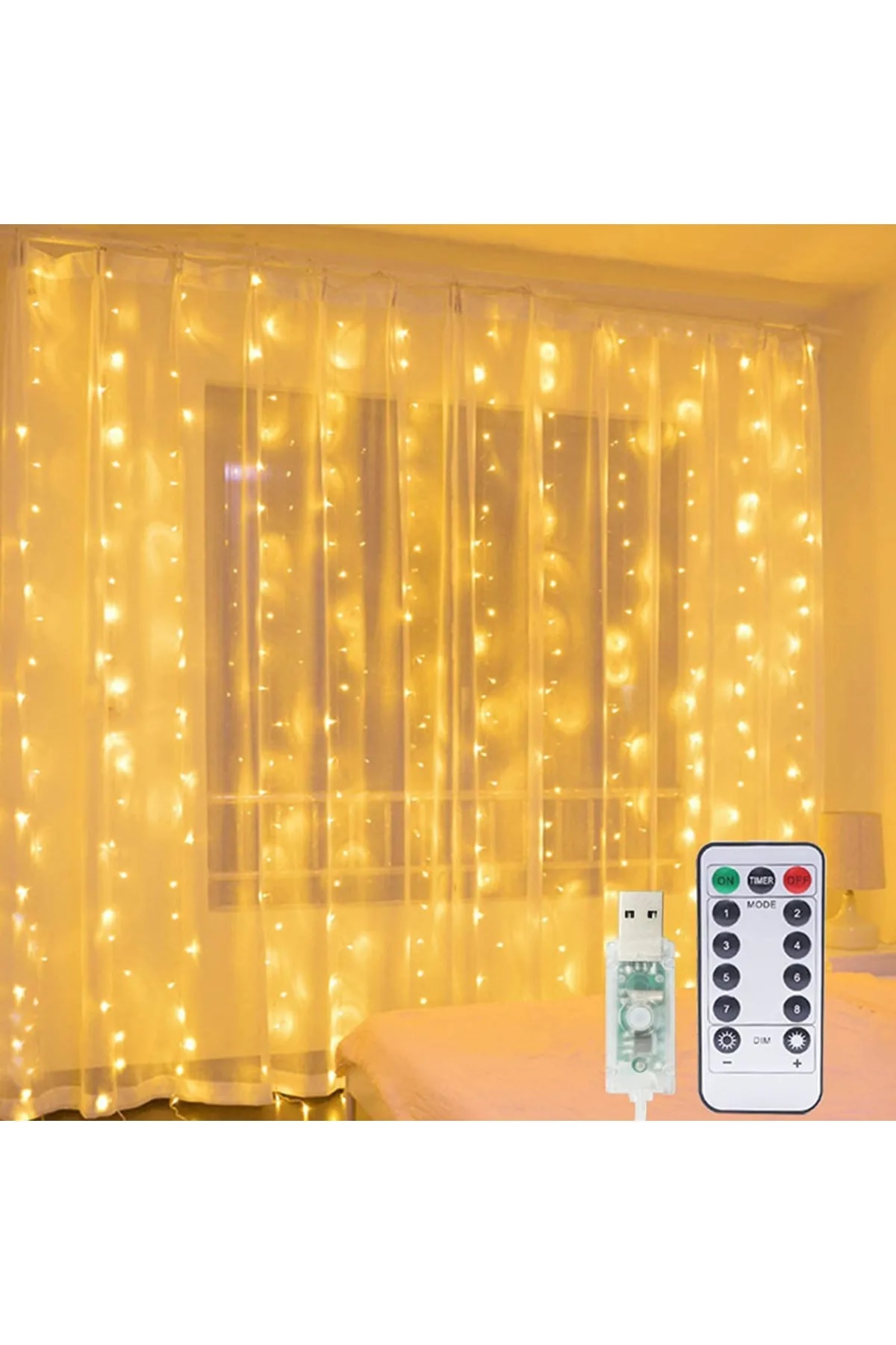 8 Fonksiyonlu Peri Perde Led Uzaktan Kumandalı Günışığı Perde Peri Led (3 mt x 3 mt) 2