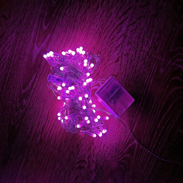 10m 100 Led Damla Uçlu Pembe Işık Şeffaf Kablo 2