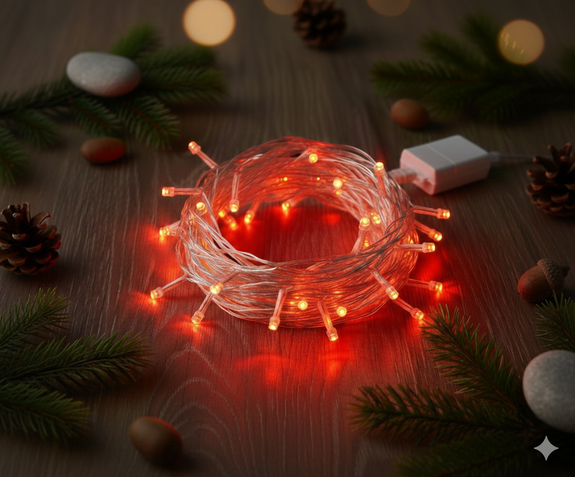 Damla Uçlu Kırmızı Dekoratif Işık 10 Metre 100 LED 2