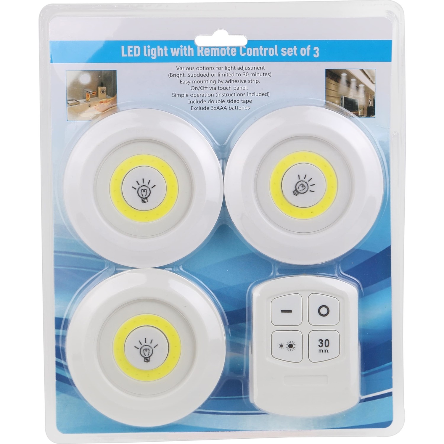 Uzaktan Kumandalı Yapışkanlı 3'lü Led Spot Lamba 2