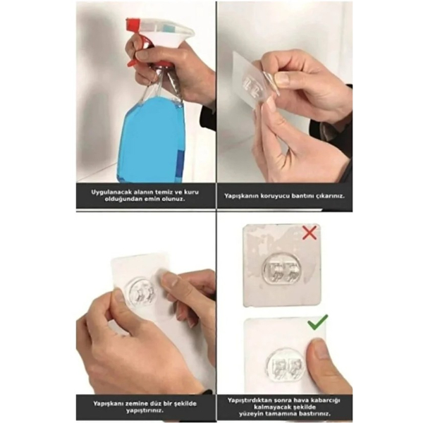 6'lı Yapışkanlı Kapı Arkası Askı 3