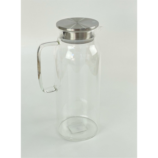 1500 ml Borosilikat Cam Su Sürahisi - Metal Kapaklı ve Isıya Dayanıklı 2