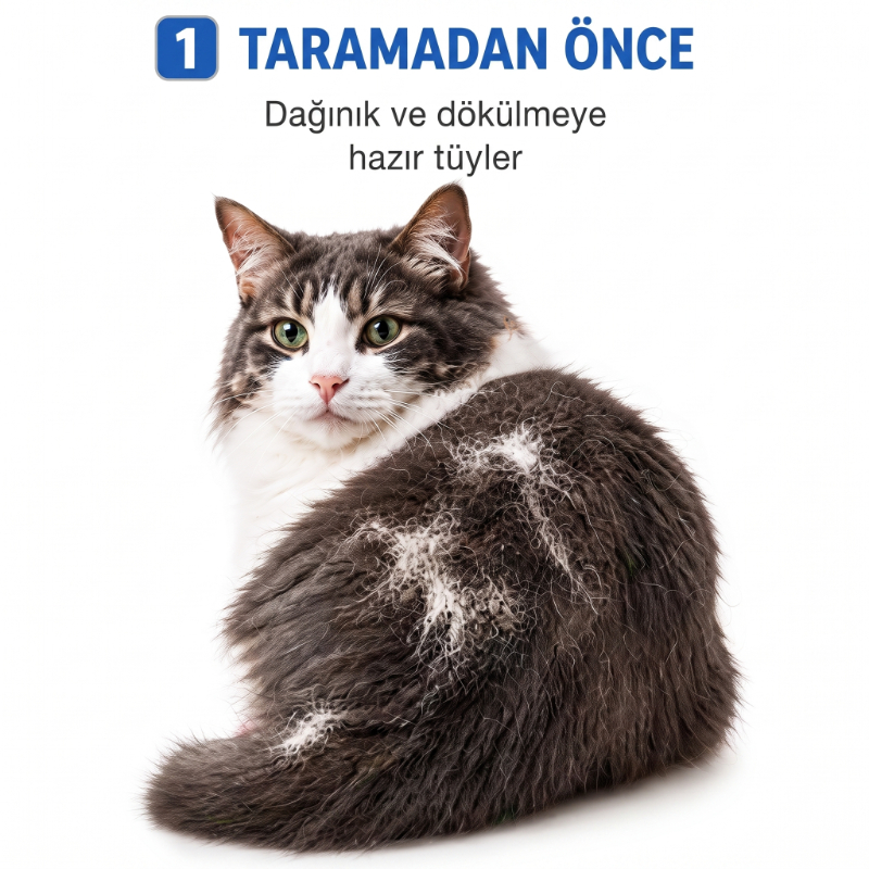 Kedi Köpek Tarağı - Evcil Hayvan Tüy Toplama Tarağı - Metal Uçlu 2