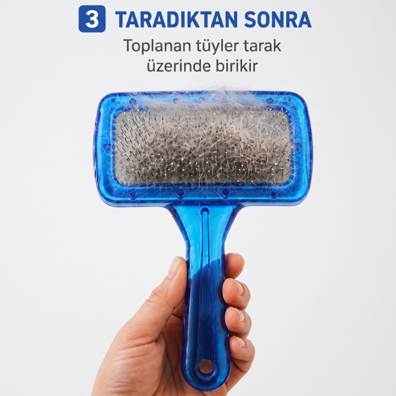 Kedi Köpek Tarağı - Evcil Hayvan Tüy Toplama Tarağı - Metal Uçlu 4