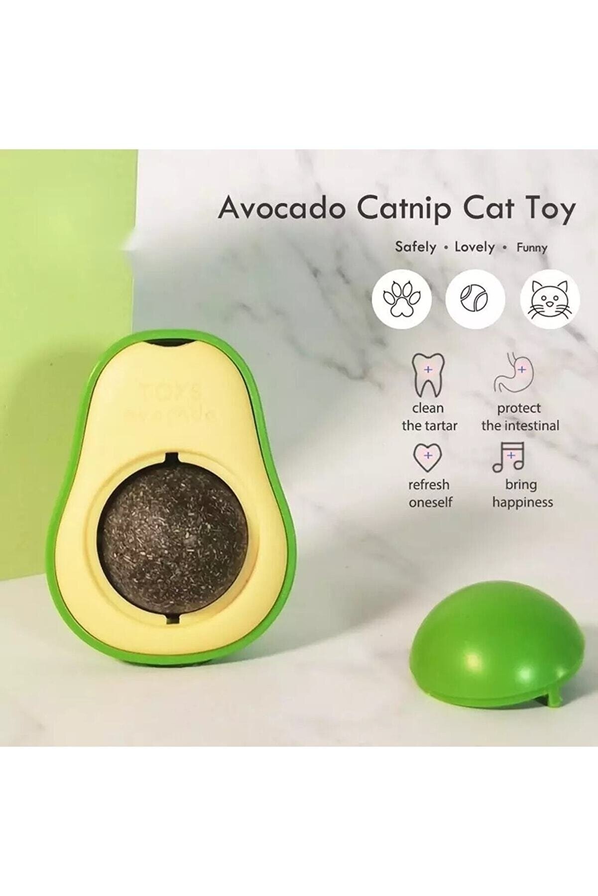 Avokado Tasarımlı Kedi Nanesi Topu – Duvara Yapışan Catnip Kedi Oyuncağı 3