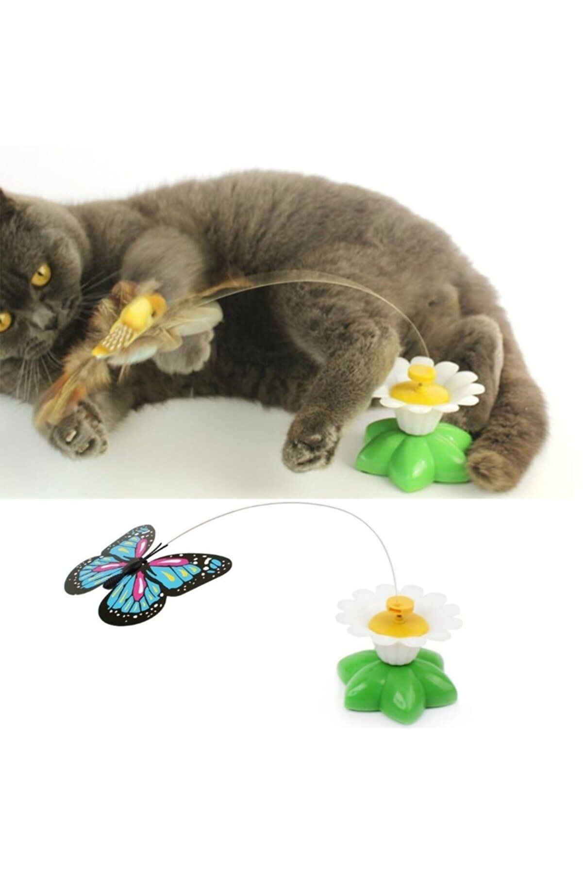 Kelebekli Kedi Oyuncağı – Hareketli İnteraktif Kedi Oyun Aparatı 3