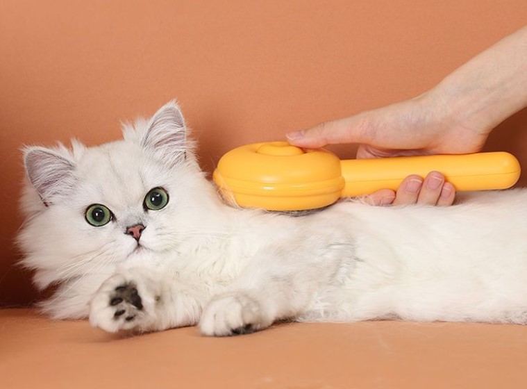 Butonlu Kedi Köpek Tüy Tarağı – Kolay Temizlenen Evcil Hayvan Fırçası - Hamburger Şekilli 3