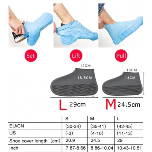 Silikon Ayakkabı Yağmur Koruyucu – Su Geçirmez Kaydırmaz Ayakkabı Kılıfı M Beden 3