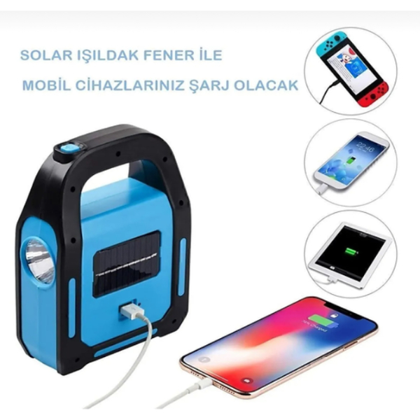 Güneş Enerjili Işıldak ve Powerbank Özellikli Kamp Lambası 2