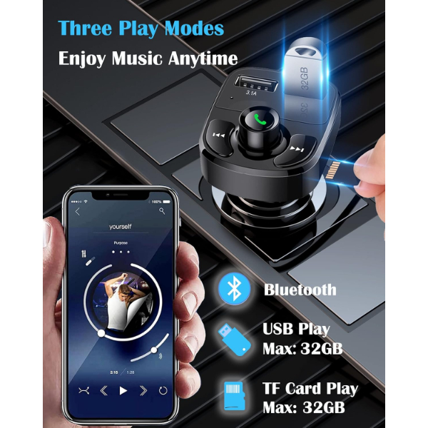 QC 3.1A USB & PD /TF FM Transmitter 4