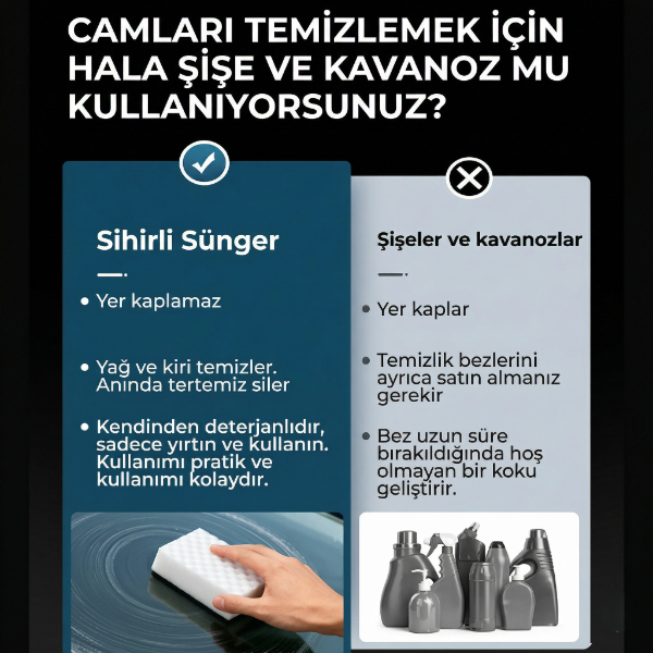 Magic Eraser Araç Cam Yağ Filmi Temizleme Süngeri 4