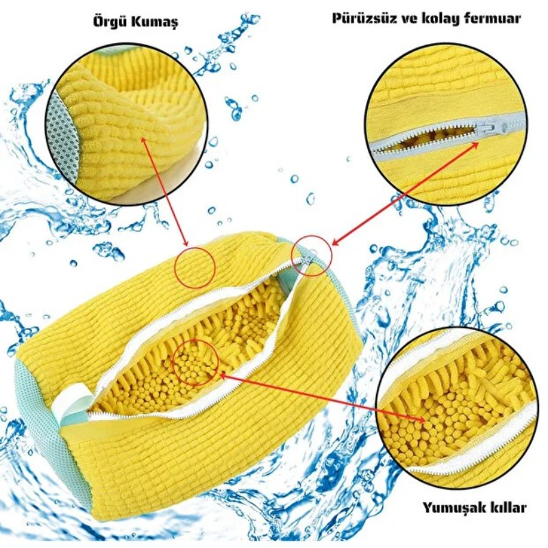 Ayakkabı Yıkama Torbası - Mikrofiber Astarlı - Fermuarlı - Geniş Kullanım Alanı 5