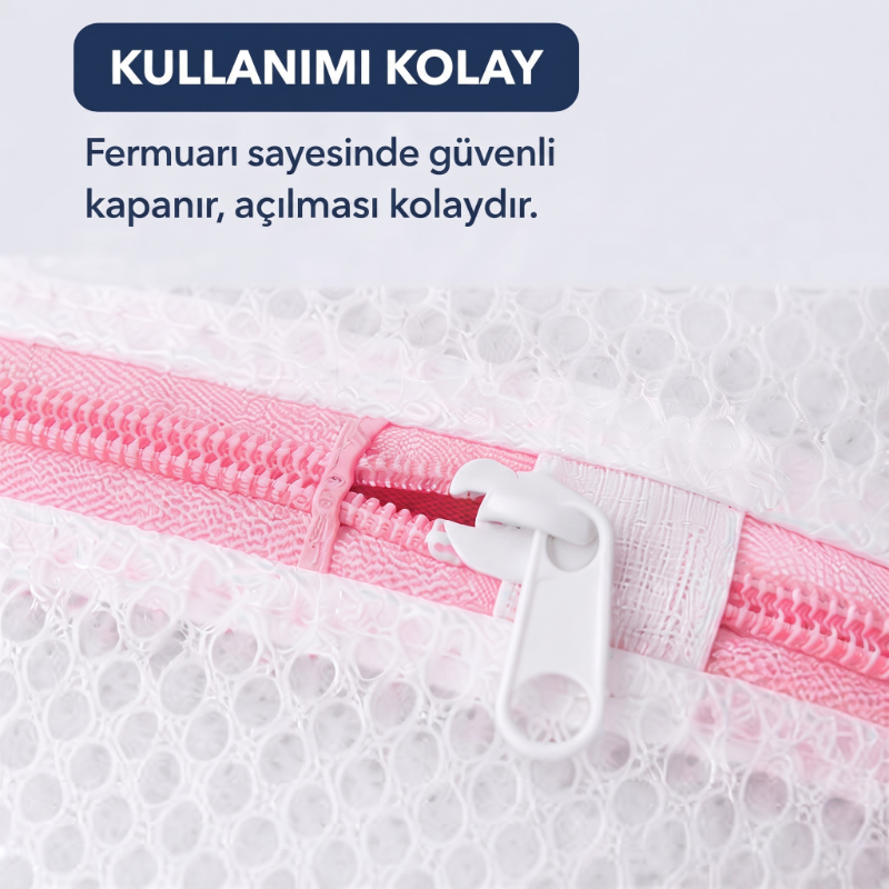Çamaşır Yıkama Filesi - 40x50 cm - Fermuarlı - Tekrar Kullanılabilir 4